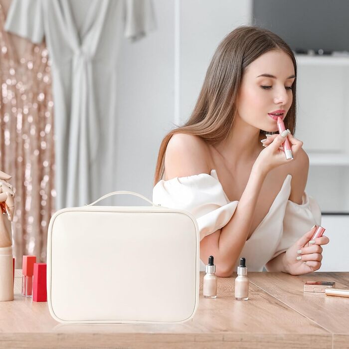 Косметичка, сумка для макіяжу Косметичка для подорожей, водонепроникна косметичка з PU шкіри з відділеннями, портативна косметичка