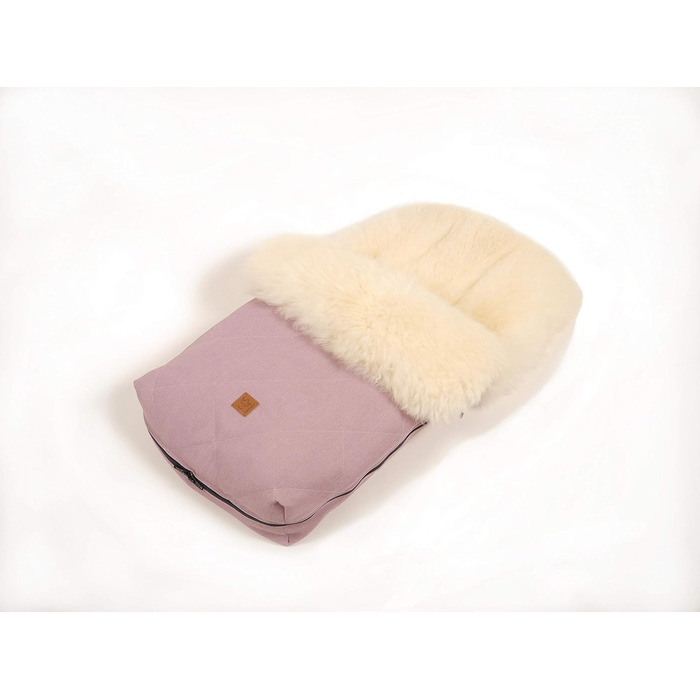 Муфта для ніг з овчини Nelly Limited Edition, овчина молочно-пісочного кольору, орхідея рожева