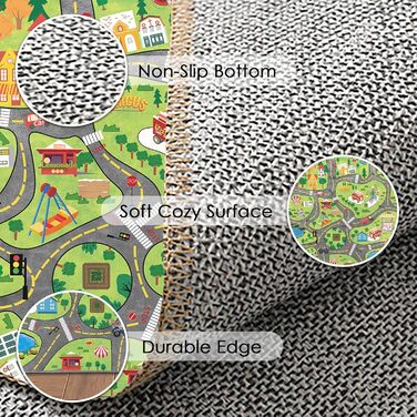 Килим для дитячої кімнати, ігровий килимок, дизайн вулиці/міста для хлопчиків та дівчаток, дитячий килимок, що прається, для дитячої кімнати, спальні та ігрової кімнати з протиковзкою підкладкою, 80x150 см, для дитячого майданчика 80 x 150 см