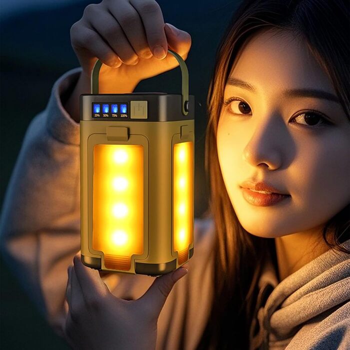 Портативний сонячний кемпінговий ліхтар, 12,9 x 7,9 x 7,9 см, ліхтар, 4 світлодіоди, регульоване освітлення з батареєю, висувне освітлення з кутом на 90 градусів, туристичне спорядження, аксесуар для випадків відключення електроенергії в наметі