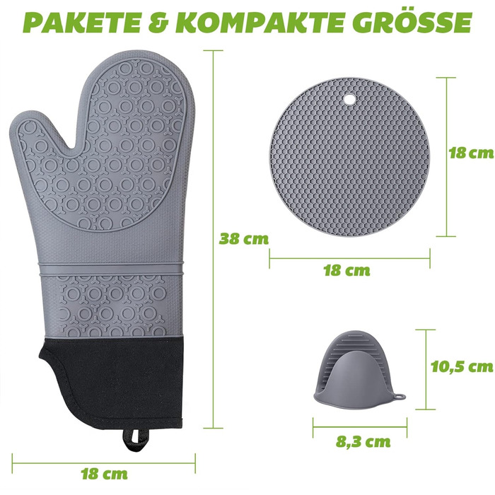 Рукавички для духовки Тримачі для духовки Рукавички для випічки Силікон Набір кухонних рукавичок термостійкий 230C- 2 рукавички дл