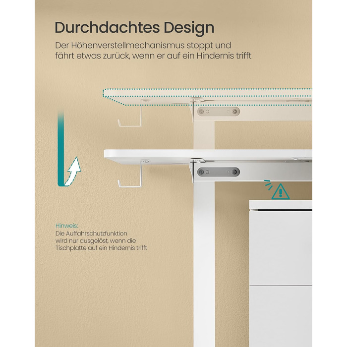 Електричний письмовий стіл SONGMICS з регульованою висотою, 160 x 70 см, безступінчасте регулювання, функція пам&39яті з 4 рівнями висоти, колір хмарно-білий LSD136W01 160 x 70 см