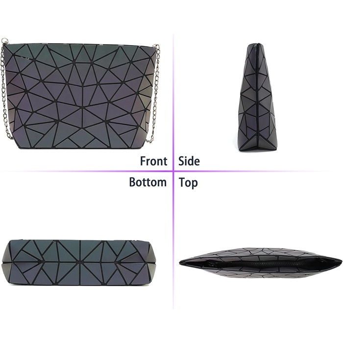 Геометричний гаманець для жінок. Світловідбиваючі геометричні гаманці та сумочки. Геометричні сумки та голографічна сумка через плече.