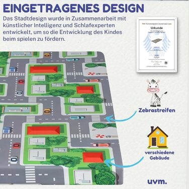 Дитячий дорожній матрац Arensberger 60x120 см Висота 6 см Складаний дитячий матрац Гелева піна зі знімним чохлом та сумкою для перенесення Матрац для дитячого ліжечка Складаний ігровий матрац Oeko-Tex