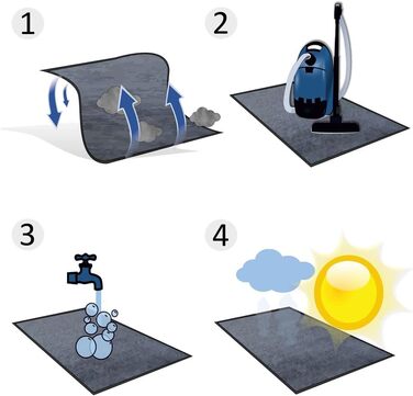 Килимок для бруду GEAR сірого кольору 5 розмірів для використання всередині та зовні приміщень, протиковзкий килимок для дверей, килимок для очищення, що миється, нековзний, гумовий край, 150x90, 120x90, 180x60, 90x60, 60x45 см, килимок для дверей 120 x 9