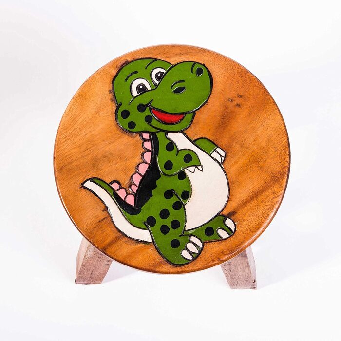 Дитячий стілець FairEntry, табурет, дитячий стілець з масиву дерева з мотивом динозавра, висота сидіння 25 см для нашої дитячої гр