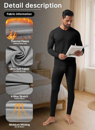 Чоловічий комплект термобілизни QIXING, на флісовій підкладці, розтягується в 4 сторони, теплий термобілизняний шар для зими, катання на лижах, футболу, чорний, XL