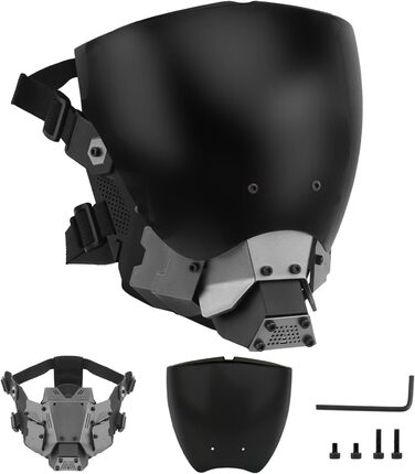 Кіберпанк страйкбольна маска, тактичний командир косплей захисна маска проти туману дихаюча маска для кіно реквізиту Хеллоуїн вечірка та інші заходи на свіжому повітрі