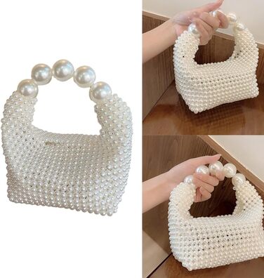 Елегантна сумка з перлами для повсякденного використання, вечірки, клатч, повсякденна сумка білого кольору