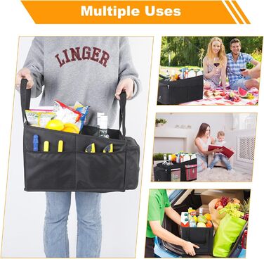 Органайзер на спинку автокрісла Cozary, органайзер для дітей з кишенями для іграшок, книжок та перекусів, з тримачами для напоїв та сітчастими кишенями, складаний чорний