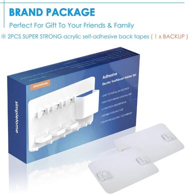 Тримач для зубної щітки simpletome Настінна електрична зубна щітка Регульований органайзер для зубної пасти Тримач для ванної кімнати Набір для зберігання (білий)