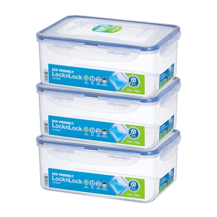Контейнер для зберігання продуктів Lock&Lock Багатофункціональний контейнер Контейнер для зберігання продуктів Контейнер для борошна Місткість 2,3 літра, можна мити в посудомийній машині - Комплект з 3 шт.