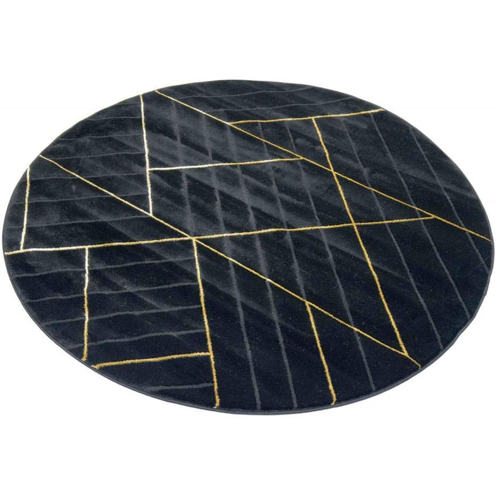 Килим для вітальні сучасний килим геометричний візерунок чорне золото розмір 240 x 340 см