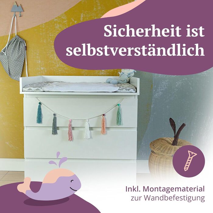 Пеленальний матрацик сумісний з комодами IKEA Malm тощо. 80x78x10 см Пеленальний матрацик з білого дерева МДФ Пеленальний блок пре