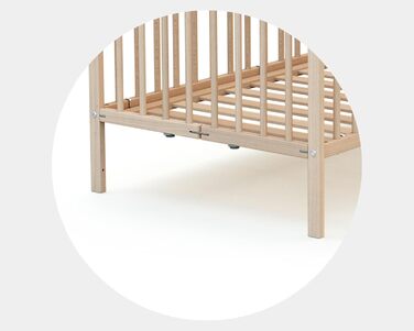 Складне дитяче ліжечко 60x120см сирий бук масив дерева з народження комфорт для сну решітчастий каркас компактний транспортабельни