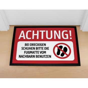 Килимок MoonWorks Увага Якщо ваше взуття брудне, будь ласка, скористайтеся килимком сусіда. Забавний, нековзний та миється. Чорний, 60x40 см. Увага, чорний