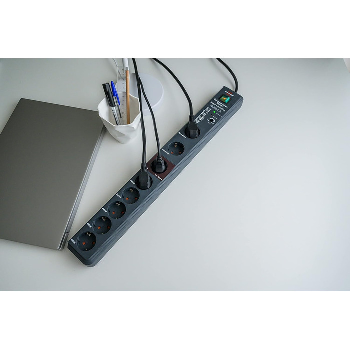 Розетка Brennenstuhl Secure-Tec 8-місна з захистом від перенапруги та функцією слідкування (8-місна розетка з кабелем 3 м та вимик