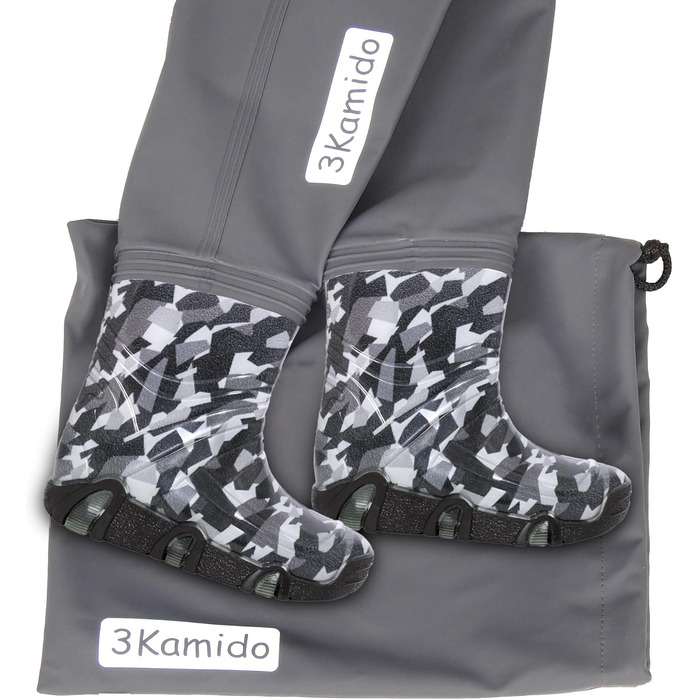 Дитячі вейдерси, дитячі нагрудні вейдерси, моделі, Craft, СІРИЙ камуфляж, регульований пояс Spider, міцні підтяжки, пряжка Nexus, рибальські вейдерси для дітей 21-36 EU 23-24 камуфляжний сірий