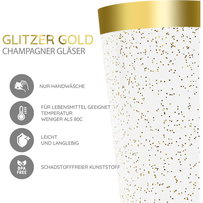 Набір келихів для шампанського LStex 60 шт. пластикові з золотим блиском Набір келихів для вина Підходить для весільних вечірок та