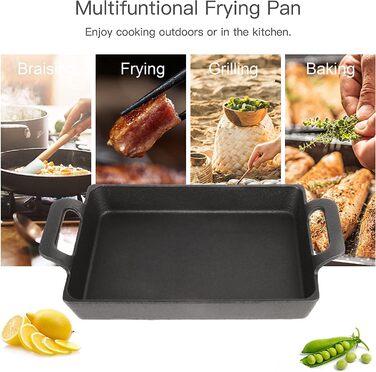 Чавунна сковорода Bestargot Camping, Hobo Cooker Кемпінгова плита Сковорода-гриль Чавунна сковорода, прямокутна чавунна сковорода