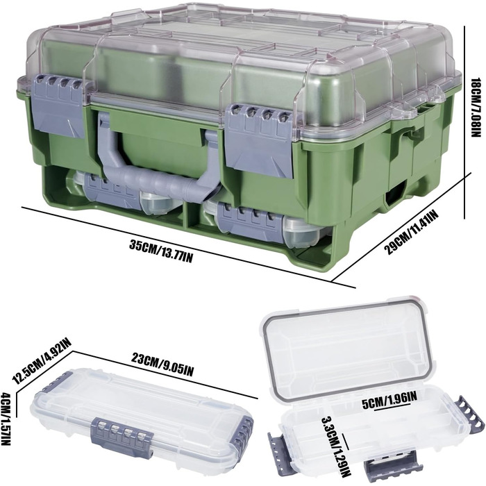 Рівневий водонепроникний ящик для рибальських снастей Seaknight, надійний замок, міцний ABS-пластик та регульовані відділення, органайзер для зберігання спорядження для лову коропа, окуня, прісноводної та морської ловлі, зелений, 3-