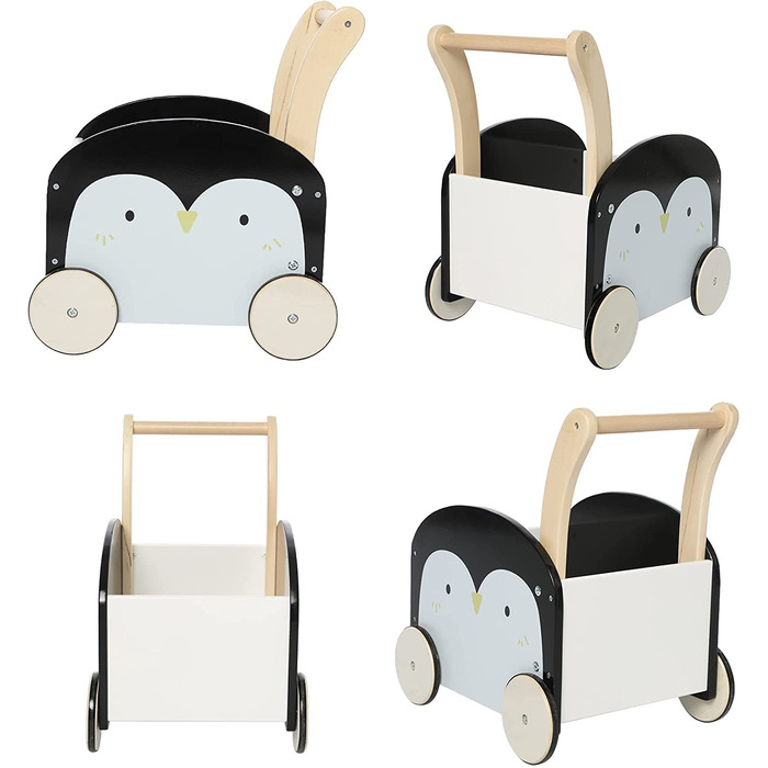 Дитячі ходунки Baby Walker Wood, ходунки Baby Panda з місцем для зберігання для 1-3 років, без прогулянок/ходунків/іграшок для малюків/іграшок/коляски/розваг для дітей/пінгвінів)