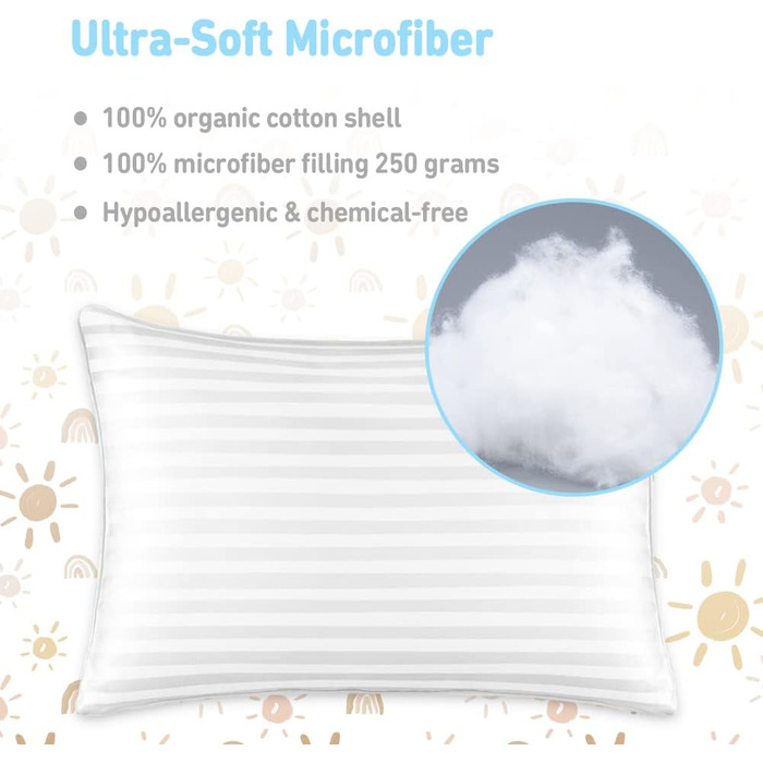 Подушка для немовлят, дитяча подушка, 33 x 45 см, м'яка дитяча подушка для сну, можна прати в машині, дитяча подушка з бавовняною