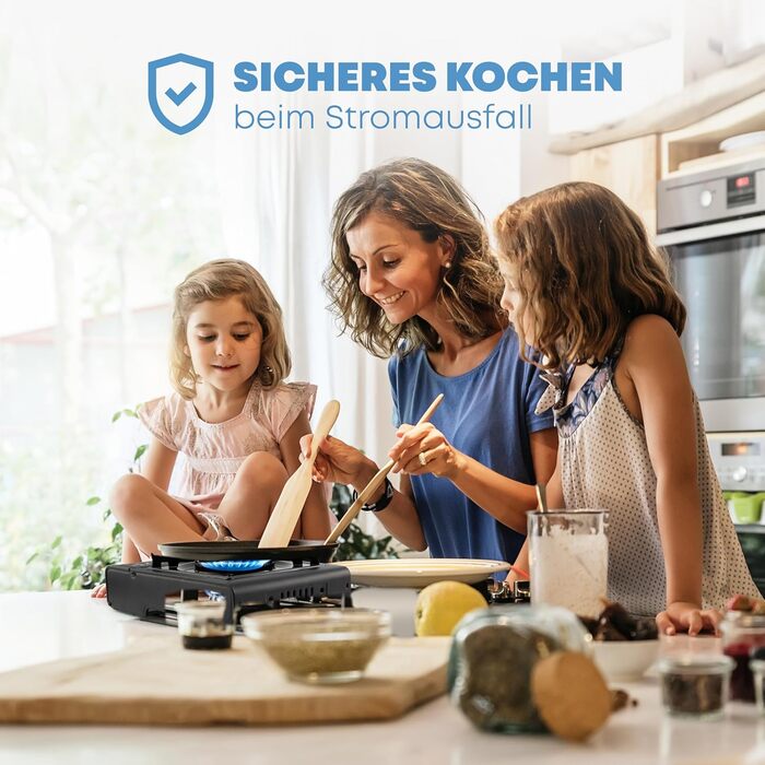 Газова плита ZMC з 1 конфоркою, включаючи адаптер для зрідженого газу та футляр для зберігання. Комплект кемпінгової плити з газовими картриджами 227 г та додатковою гриль-пластиною, для використання на вулиці та в приміщенні. Кемпінгова газова плита з п&