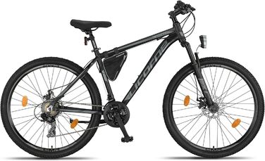 Гірський велосипед Licorne Bike Effect Premium з алюмінієвими дисковими гальмами, для хлопчиків і дівчаток, 21 швидкість, чорний/антрацит (2 дискові гальма), 29,0 дюймів