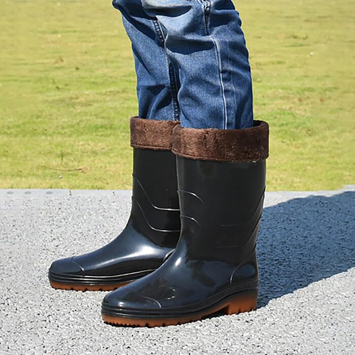 Чоловічі гумові чоботи до литок, водонепроникні, нековзні, гумові чоботи, потовщена підошва, водне взуття, для активного відпочинку, риболовлі, садівництва, бруду, розмір 41 EU A