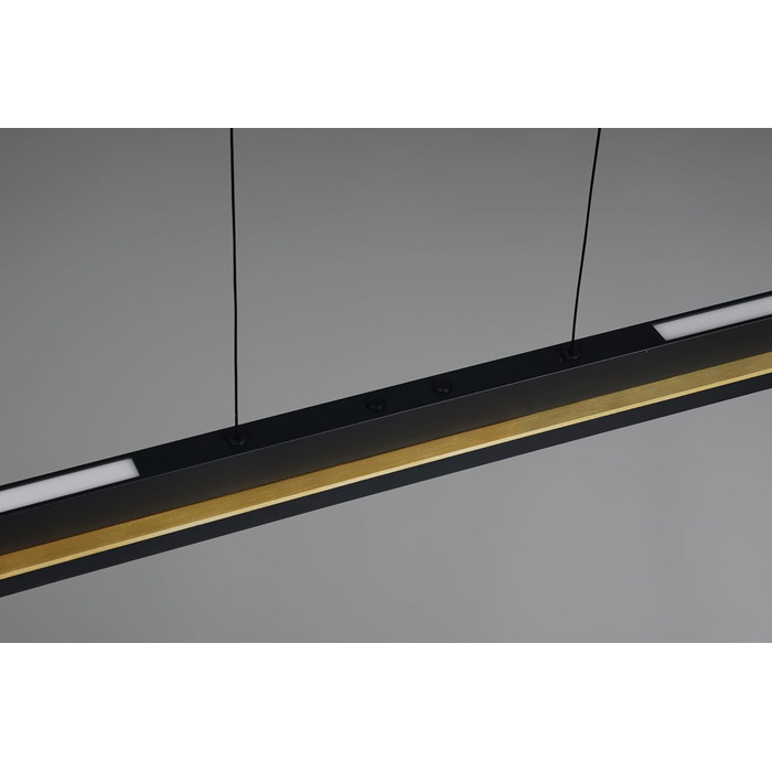 Стеля LED-підвіс Trio Leuchten Emerson 346710180, матовий чорний/золотий метал, 22 Вт LED, регульована висота, плавне налаштування кольору світла, 4-позиційний сенсор