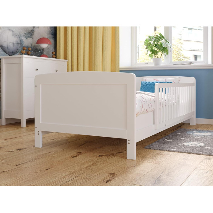 Дитяче ліжечко/спальне місце Love For Sleep 160x80 см з захисним бар&39єром, що трансформується, біле, Zane, дитяче ліжко, дерев&39яне - Дитяче ліжко, Ліжечко-трансформер