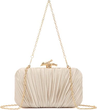 Золотий клатч для вечірок жіноча сумочка-клатч з ланцюжком та плісе