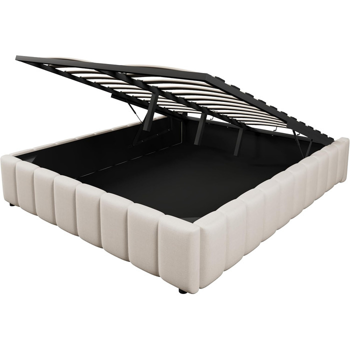 М&39яке ліжко 140x200, двоспальне ліжко з місцем для зберігання та рейковим каркасом, без узголів&39я, каркас ліжка з гідравлічною шухлядою для зберігання, гідравлічне ліжко, ліжка з місцем для зберігання, каркас ліжка, дитяче ліжко, лляне, без матраца, б