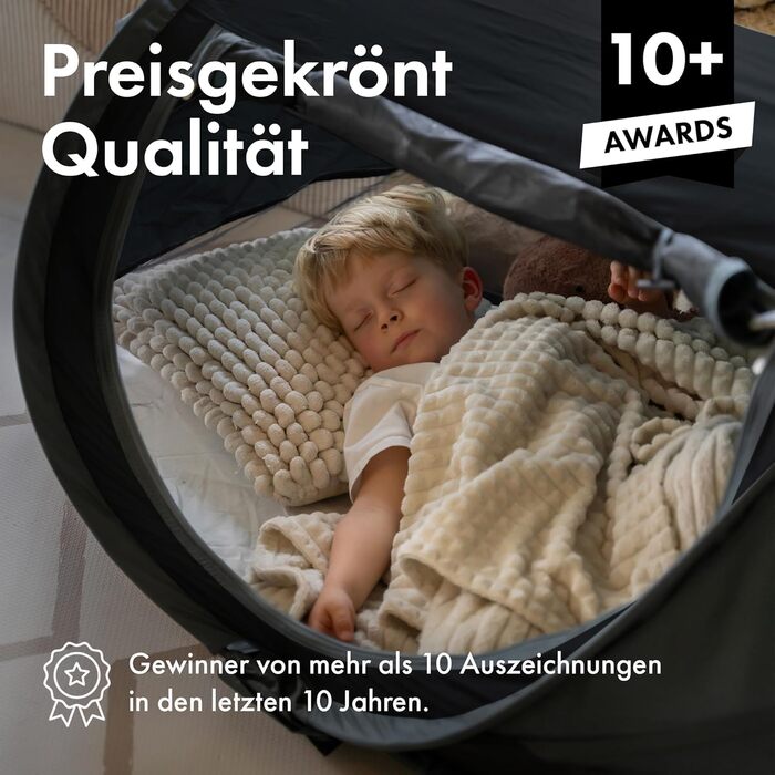 Дитяче ліжечко Deryan з матрацом від народження до 2,5 років - висувне дитяче ліжечко-намет, яке встановлюється за 2 хвилини - включає москітну сітку та дорожню сумку - 136x84x62 см (чорний), PL Black Peuter Luxe Black