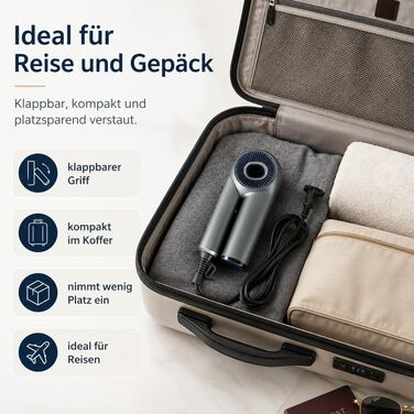 Іонізуючий складаний фен ADLER EUROPE 1600 Вт, 110 000 об/хв, Anti-Frizz