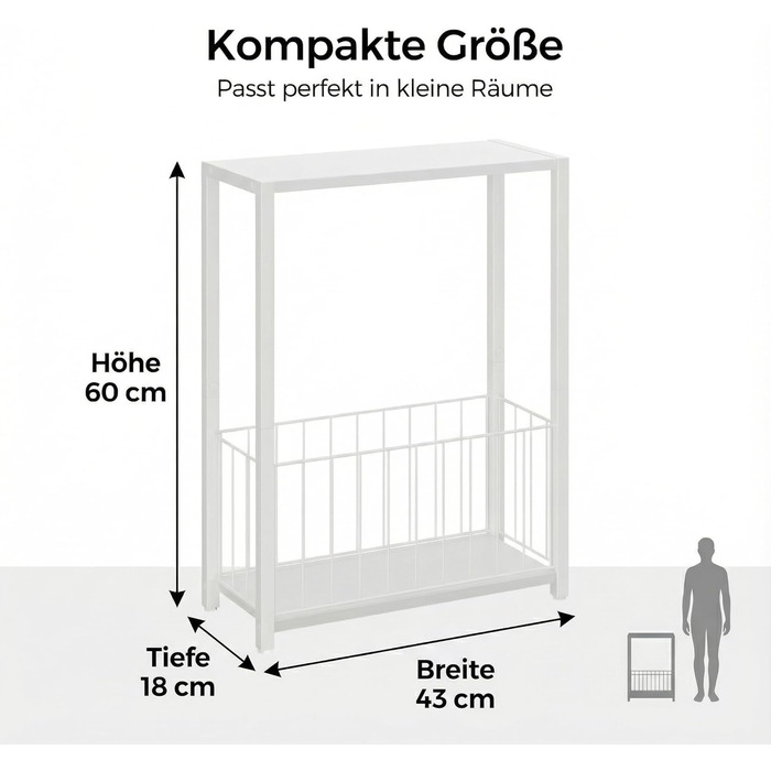 Вузькі приставні столики, столики для дивана з полицею для журналів, компактний дизайн для невеликих кімнат, вітальні, спальні або офісу, 18 x 43 x 60 см, білий