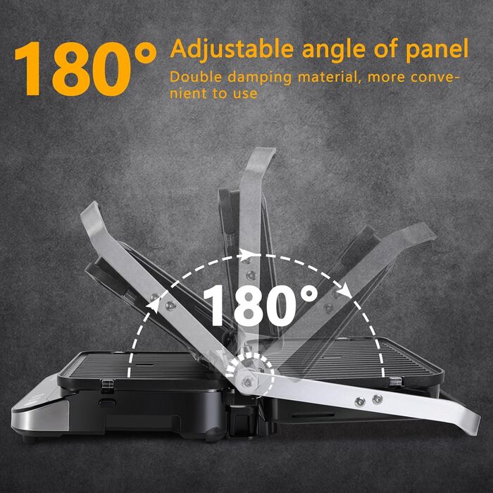 Контактний гриль Taylor Swoden 2000 Вт, бутербродниця на 4 скибочки, двосторонні знімні пластини з антипригарним покриттям, незалежний контроль температури, відкриття на 180, сенсорний світлодіодний екран, знімний піддон для крапель