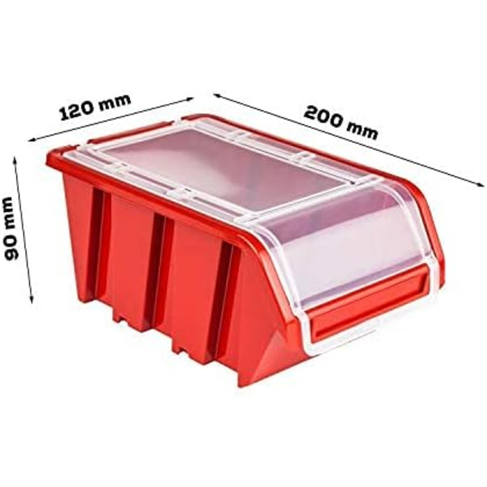 Коробка з кришкою настінна полиця 80 x 80 см, коробки, що штабелюються, контейнери для зберігання, відкриті коробки для зберігання, система зберігання, червоний/чорний