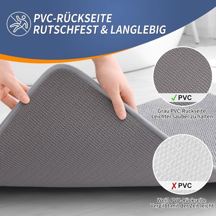 Килимок для ванної кімнати Homaxy з піни з ефектом пам&39яті, м&39який килимок для ванної, нековзний, можна прати, товстий килимок для ванної, абсорбуючий килимок для ванної, килимок для душу для ванної кімнати - 40x60 см, сірий