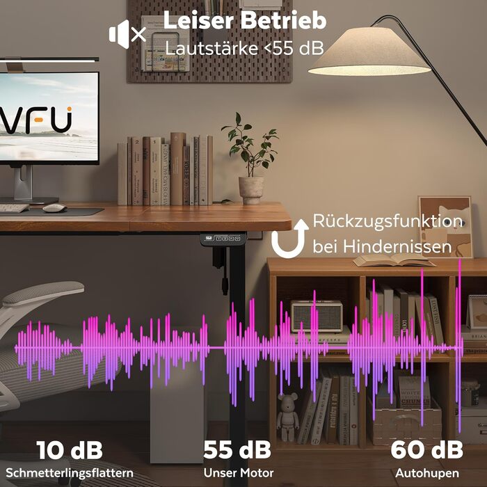 Стіл з регульованою висотою 120 x 60 см з функцією пам&39яті, Міцний стіл з електричним регулюванням висоти, стіл для роботи сидячи та стоячи, регульований комп&39ютерний стіл, стіл для роботи стоячи, коричневий, 120 x 60 см