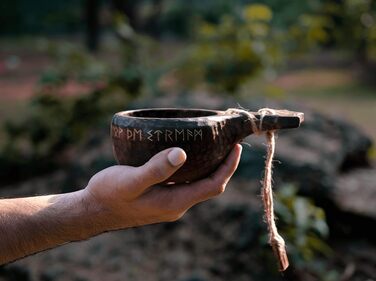 Традиційна чашка Кукса, 340 мл, унікальний глечик ручної роботи, легкий, міцний, середньовічний стиль, сільський дерев&39яний кухоль, кемпінговий кухоль, екологічно чистий