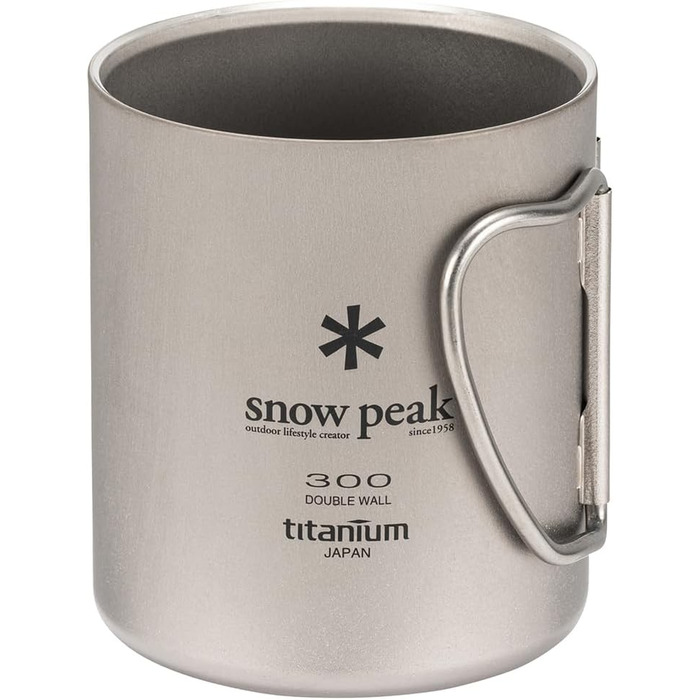 Титанова кружка Snow Peak Double Wall 300, сіра, легка ізольована кружка для кемпінгу, походів та активного відпочинку, титанова, (упаковка з 1)