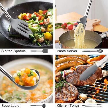 Силіконовий набір кухонного посуду, 15 предметів, термостійкий набір кухонних гаджетів з високоякісними ручками з нержавіючої стал