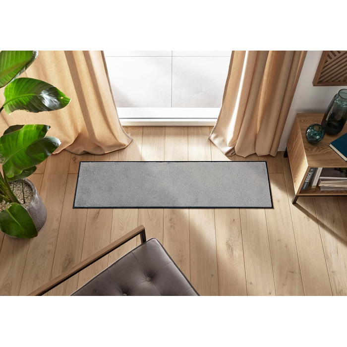 Килимок для дверей WashDry, холодно-сірий 35x120 см, для використання всередині та зовні приміщень, можна прати, сірий 35 x 120 см (прямокутний) Сірий