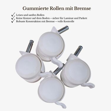 Дитяча колиска з колесами та гальмами Білий кошик Moses з натуральної верби, включаючи матрац та білу постільну білизну зі 100 бавовни, сертифікована Oeko-Tex безпечна та мобільна Модель Amelia