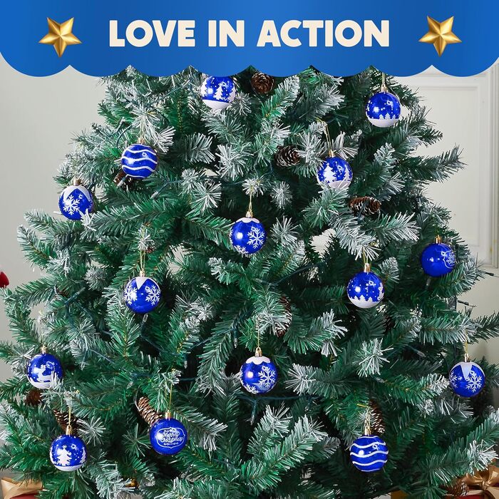 Різдвяні прикраси 24 предметів синьо-білі Joiedomi