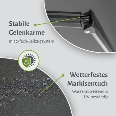 Ручний складаний тент empasa &39Start&39, сонцезахисний тент, алюміній/поліестер, повністю зібраний, різних розмірів та кольорів, 350 x 250, білий/антрацит, смужка