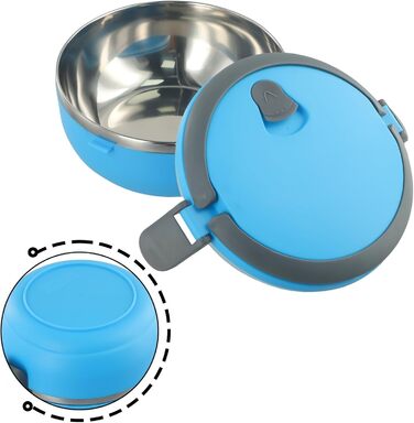 Термоланчбокс Круглий, 700 мл, синій. Ізольований контейнер для їжі з міцною внутрішньою колбою з нержавіючої сталі PP-304, для студентів, офісу, подорожей. Герметичний, легко миється, зберігає тепло до 3-4 годин.