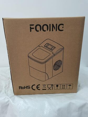 Машина для виробництва кубиків льоду FOOING Льодогенератор Кубик льоду готовий за 6 хвилин 2-літровий льодогенератор з лопатою для льоду та кошиком Світлодіодний дисплей Машини для кубиків льоду для домашнього бару Black